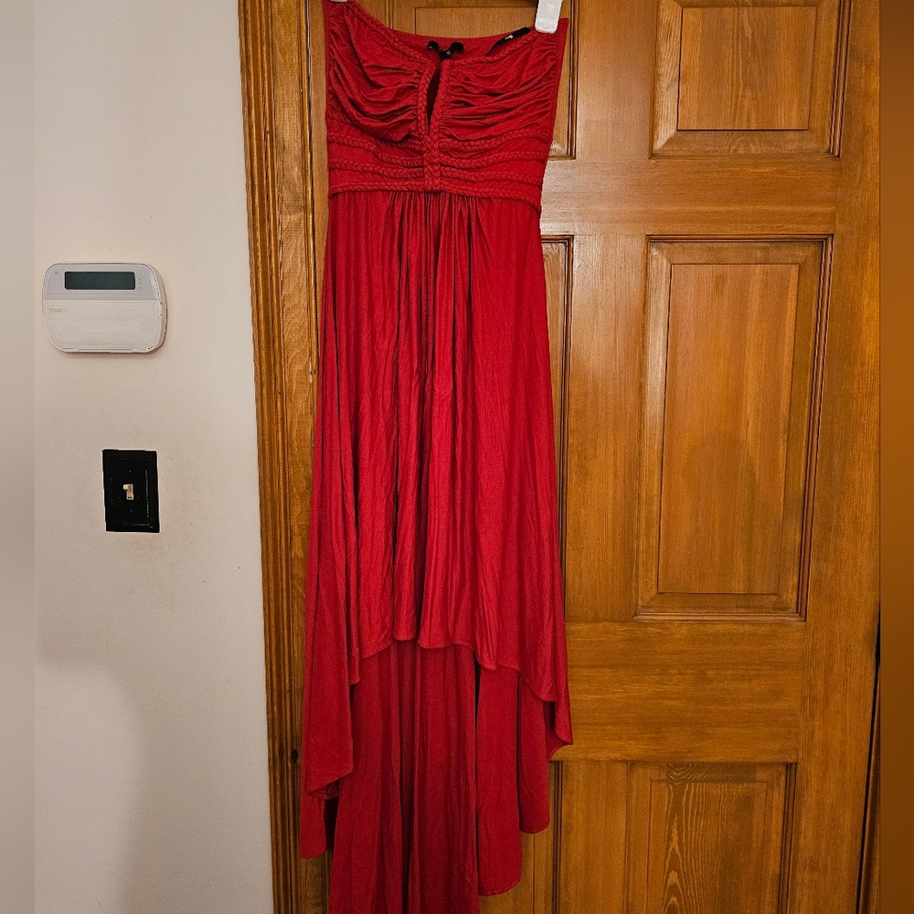 Sky Brand Red Asymmetrical Strapless Dress - size Small